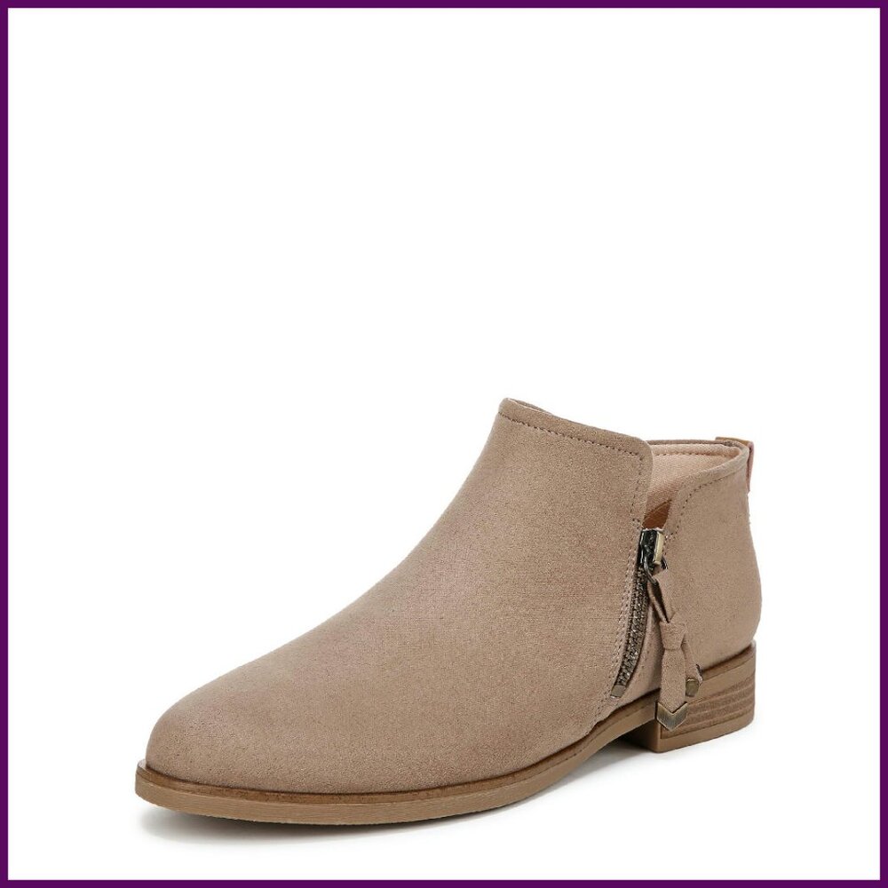 Women's Faux Suede Ankle Booties Size 6.5 Zipper Heel Sustainable